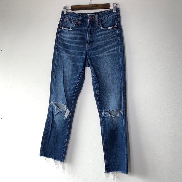 Madewell The High Rise Slim Boy Jean Distressed Raw Hem - Picture 13 of 13